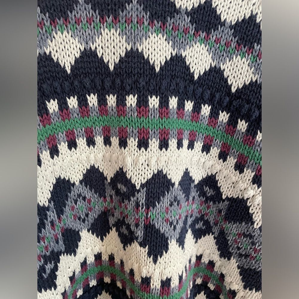 Vintage Men’s 80’s crew Neck long Sleeve heavy Sweater in Blue and White Size L - Picture 6 of 6